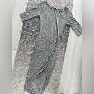 Soft Grey Asymmetrical Body Con Dress - Size Medium